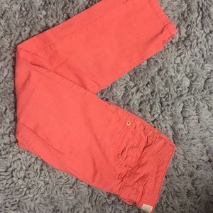 Pink-orange bootcut capris